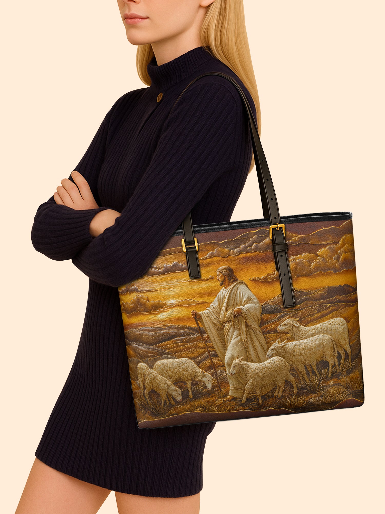 Towards the Light Sleek Leather Tote LB0TD011