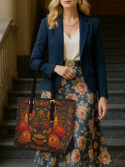 Candle Calavera Sleek Leather Tote LB0TD022