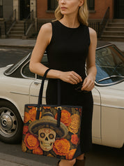 Viva Calavera Sleek Leather Tote LB0TD017