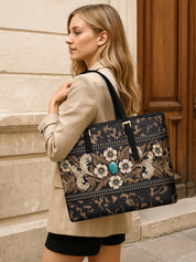Teal Requiem Sleek Leather Tote LB0XD019