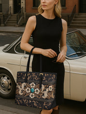 Teal Requiem Sleek Leather Tote LB0XD019