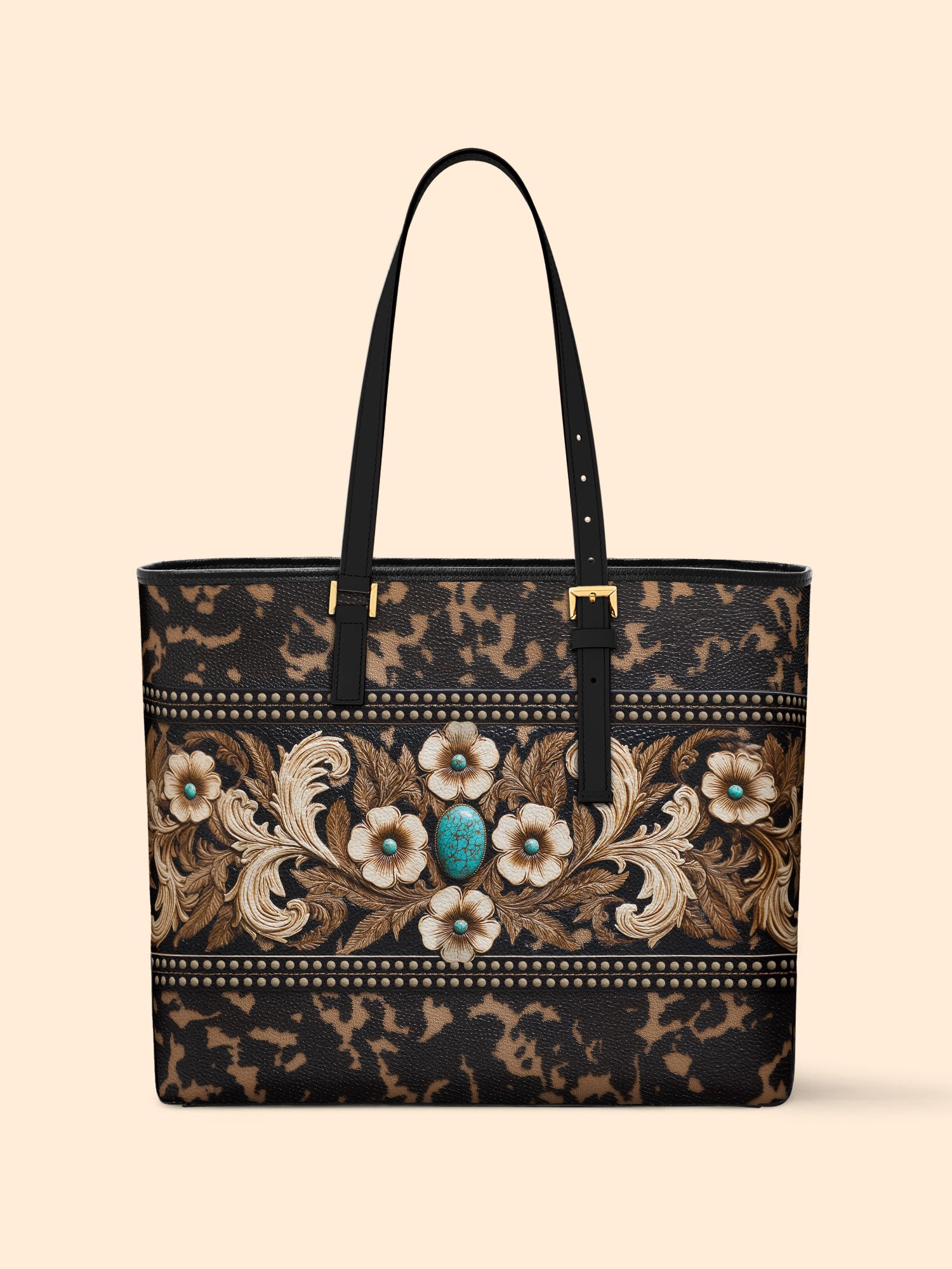 Teal Requiem Sleek Leather Tote LB0XD019