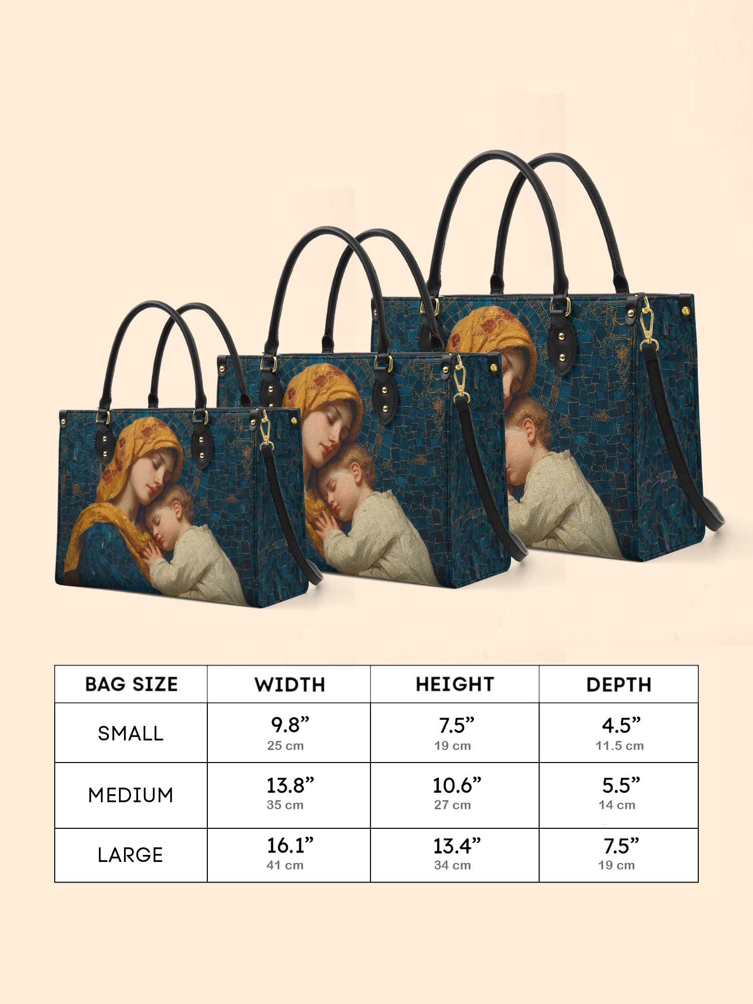 Madonna of Tenderness Premium Leather Handbag LB0HH015
