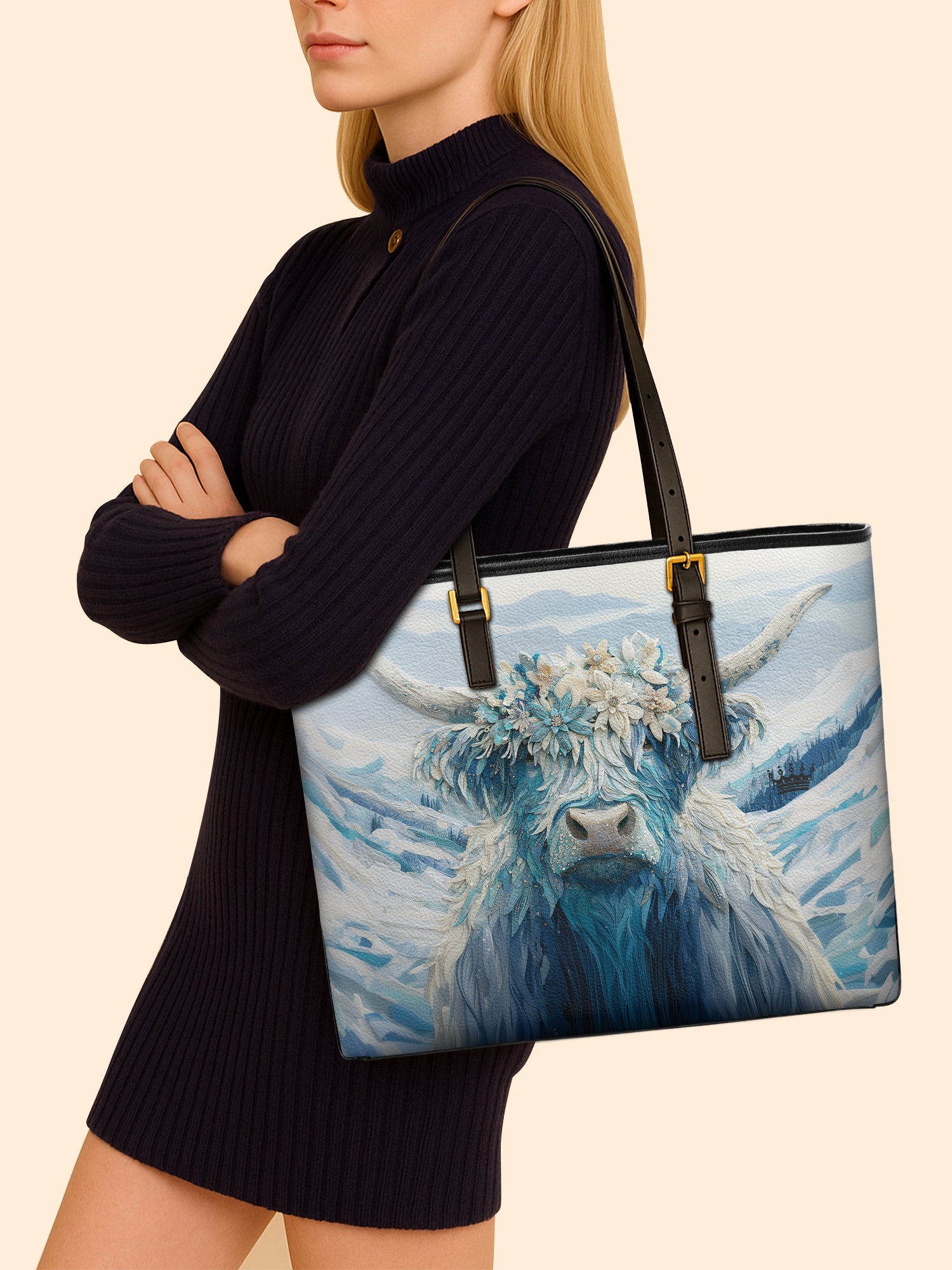 Snowy Highland Sleek Leather Tote LB0TD003
