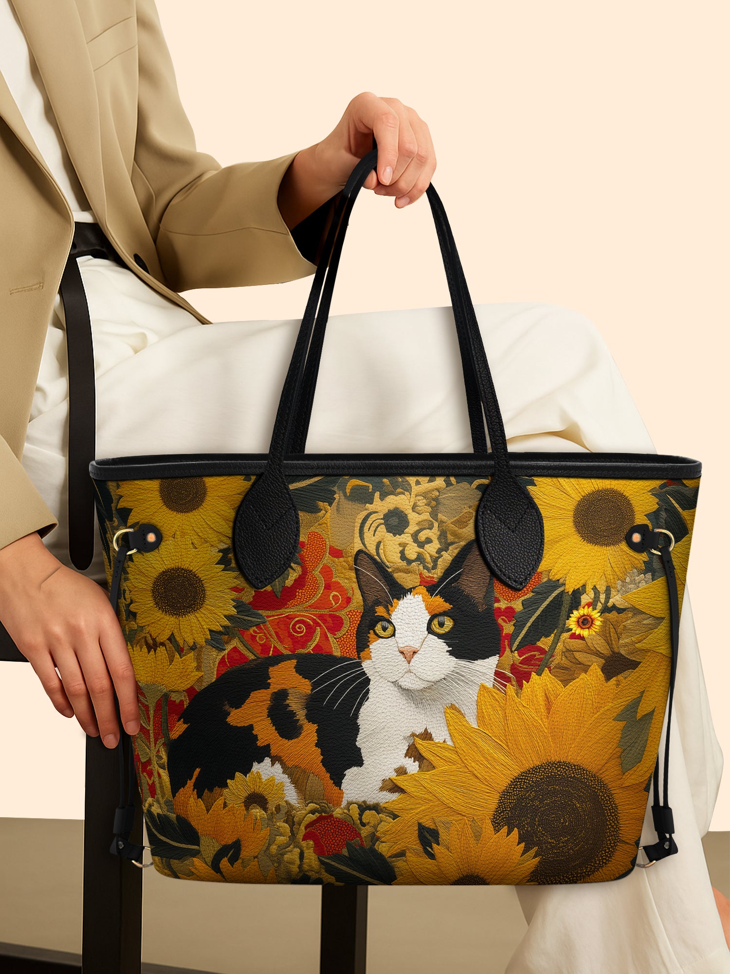 Sunflower Calico Cat Classic Shopper Tote LB0HH002
