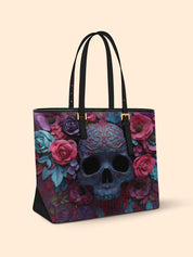 Ornate Skull Sleek Leather Tote LB0HH021