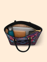 Ornate Skull Sleek Leather Tote LB0HH021