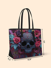 Ornate Skull Sleek Leather Tote LB0HH021