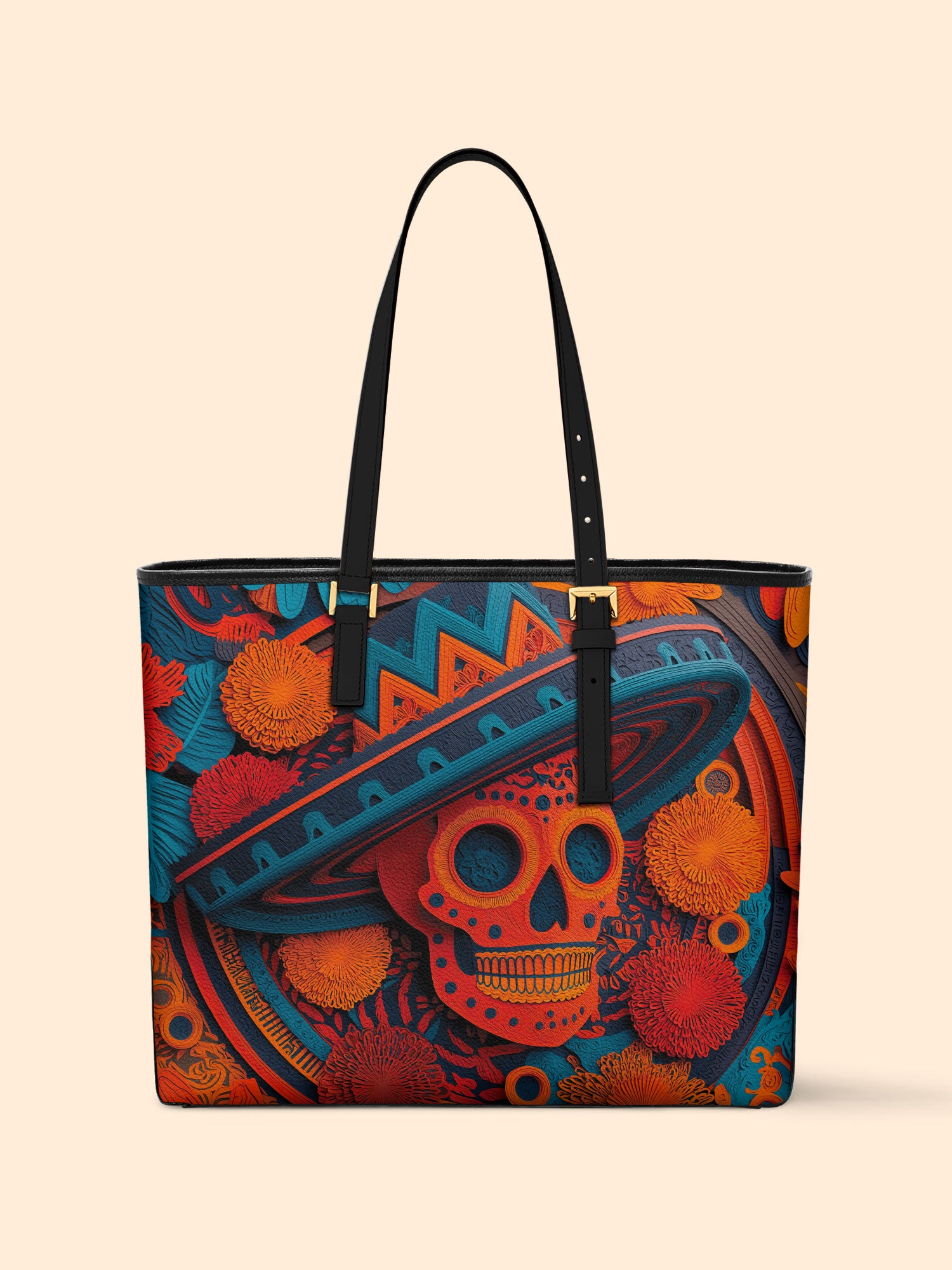 Sombrero Skull Sleek Leather Tote LB0TD020