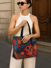 Sombrero Skull Sleek Leather Tote LB0TD020