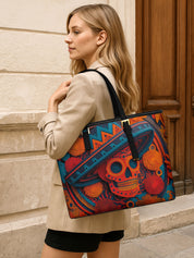 Sombrero Skull Sleek Leather Tote LB0TD020