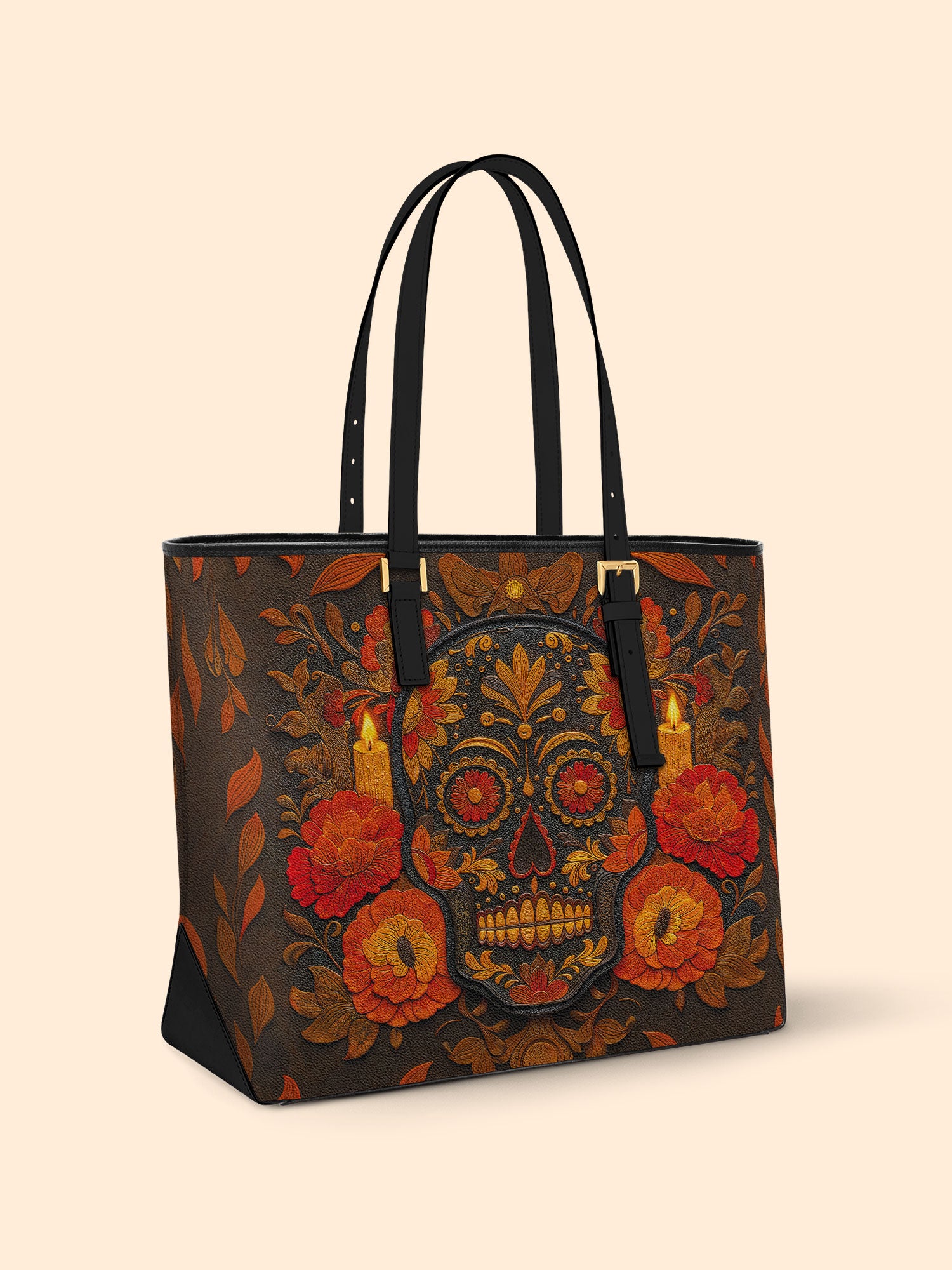 Candle Calavera Sleek Leather Tote LB0TD022