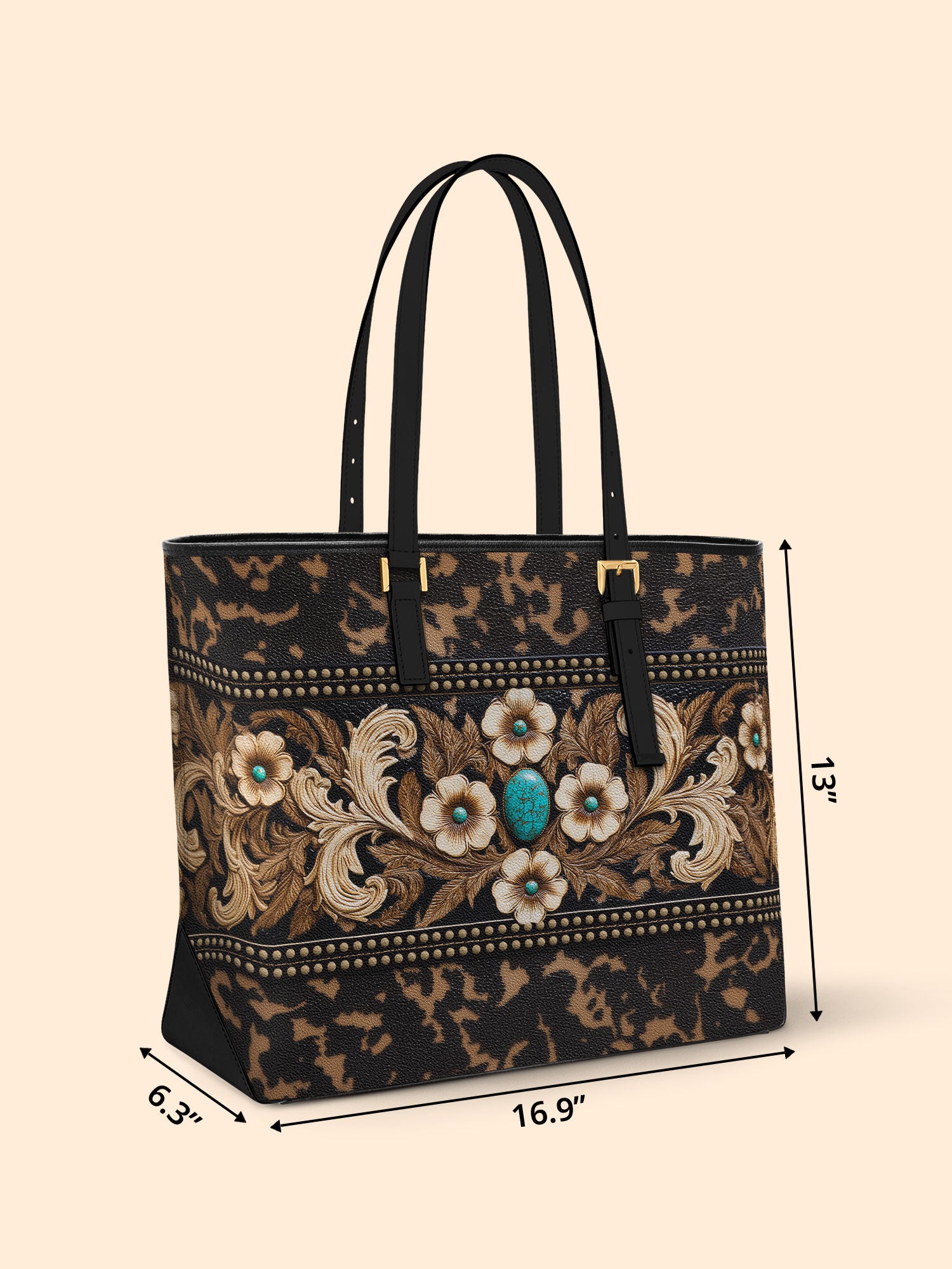 Teal Requiem Sleek Leather Tote LB0XD019