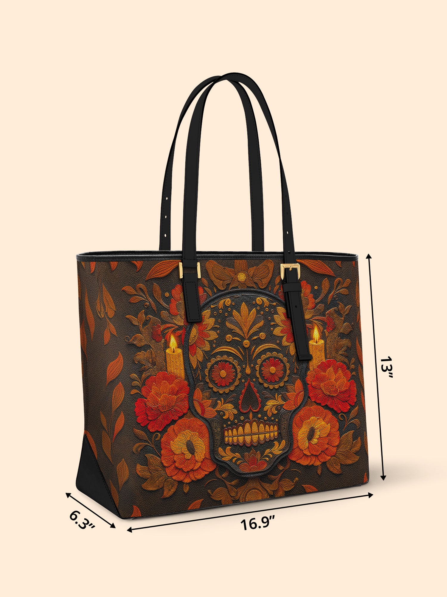 Candle Calavera Sleek Leather Tote LB0TD022