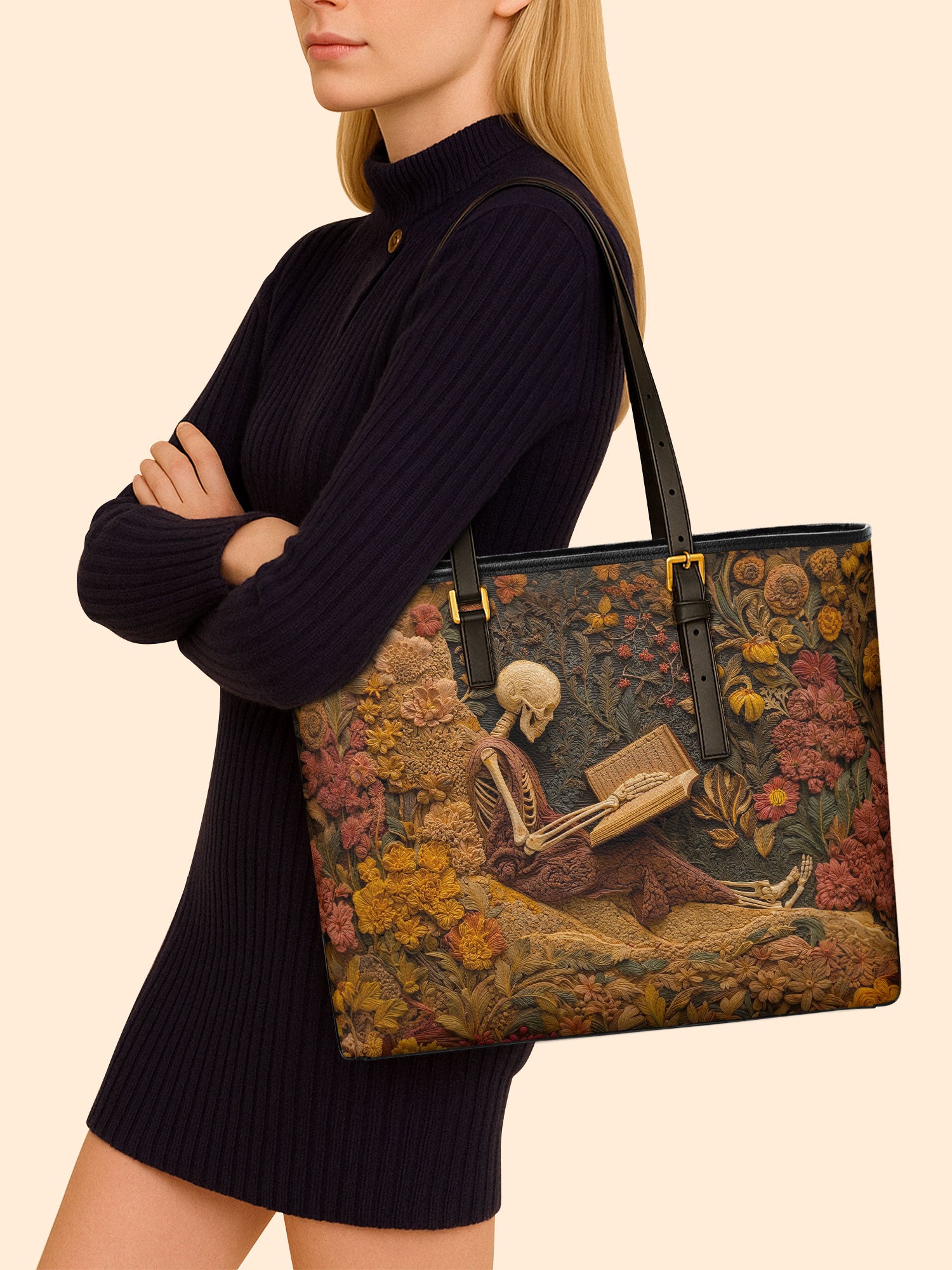 The Reader Beneath Sleek Leather Tote LB0TD026