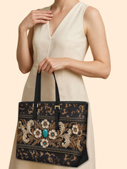 Teal Requiem Sleek Leather Tote LB0XD019