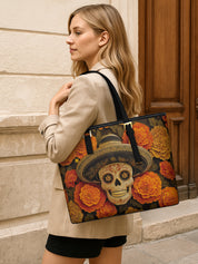 Viva Calavera Sleek Leather Tote LB0TD017