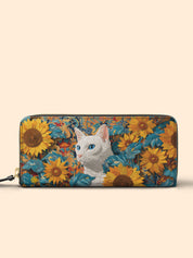 Sunflower White Cat Slimline Zippy Wallet LB0HH010