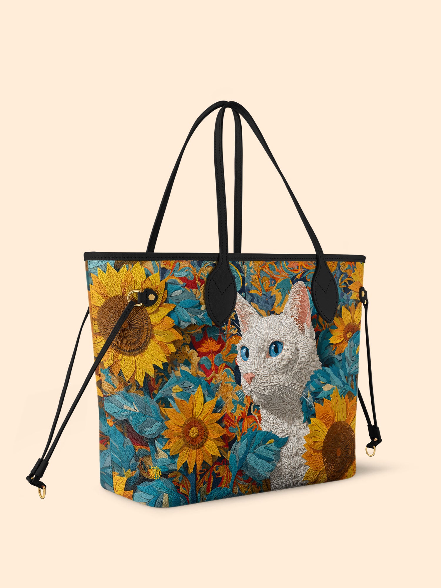 Sunflower White Cat Classic Shopper Tote LB0HH005