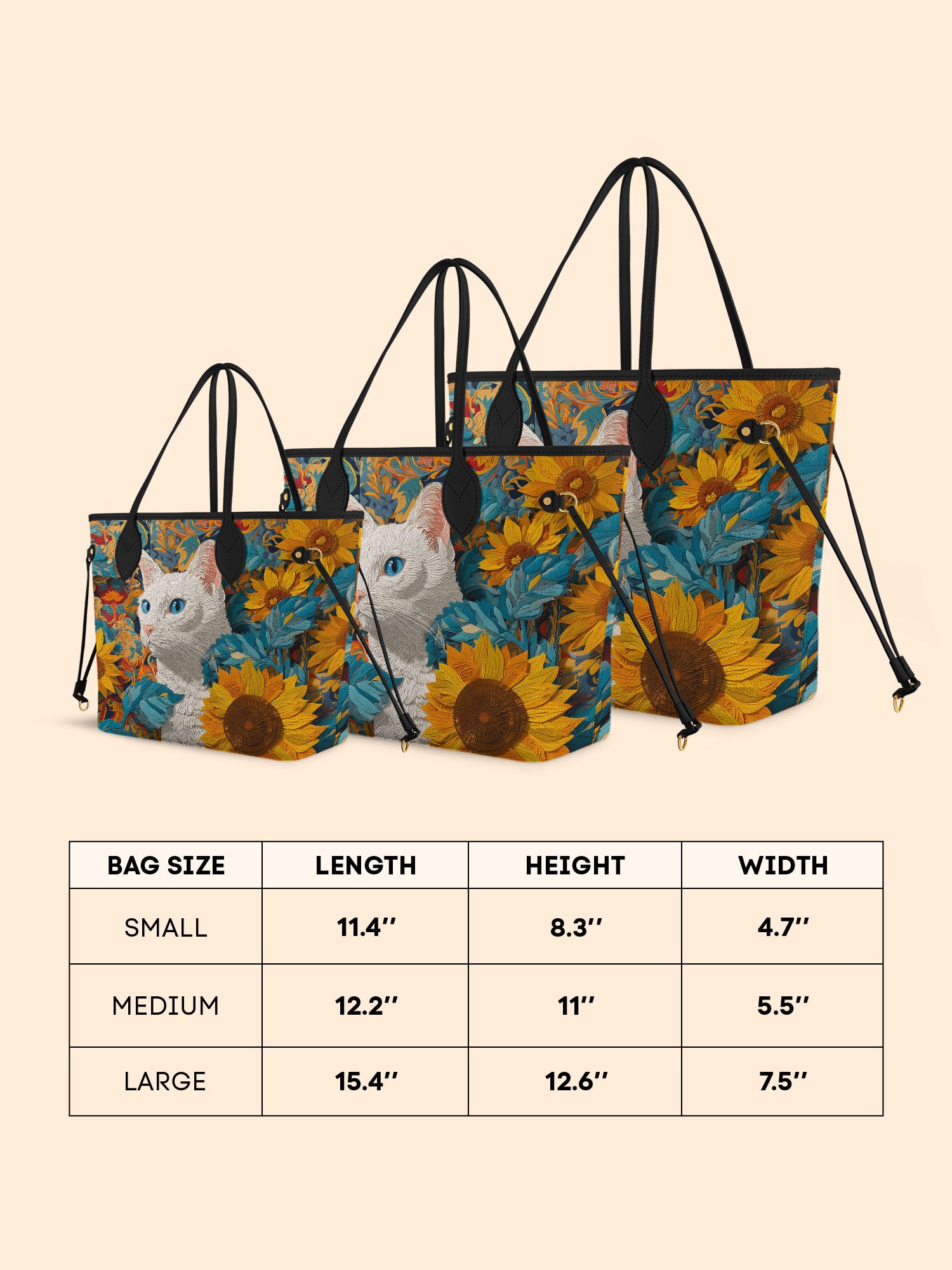 Sunflower White Cat Classic Shopper Tote LB0HH005