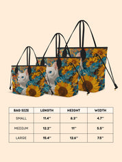 Sunflower White Cat Classic Shopper Tote LB0HH005