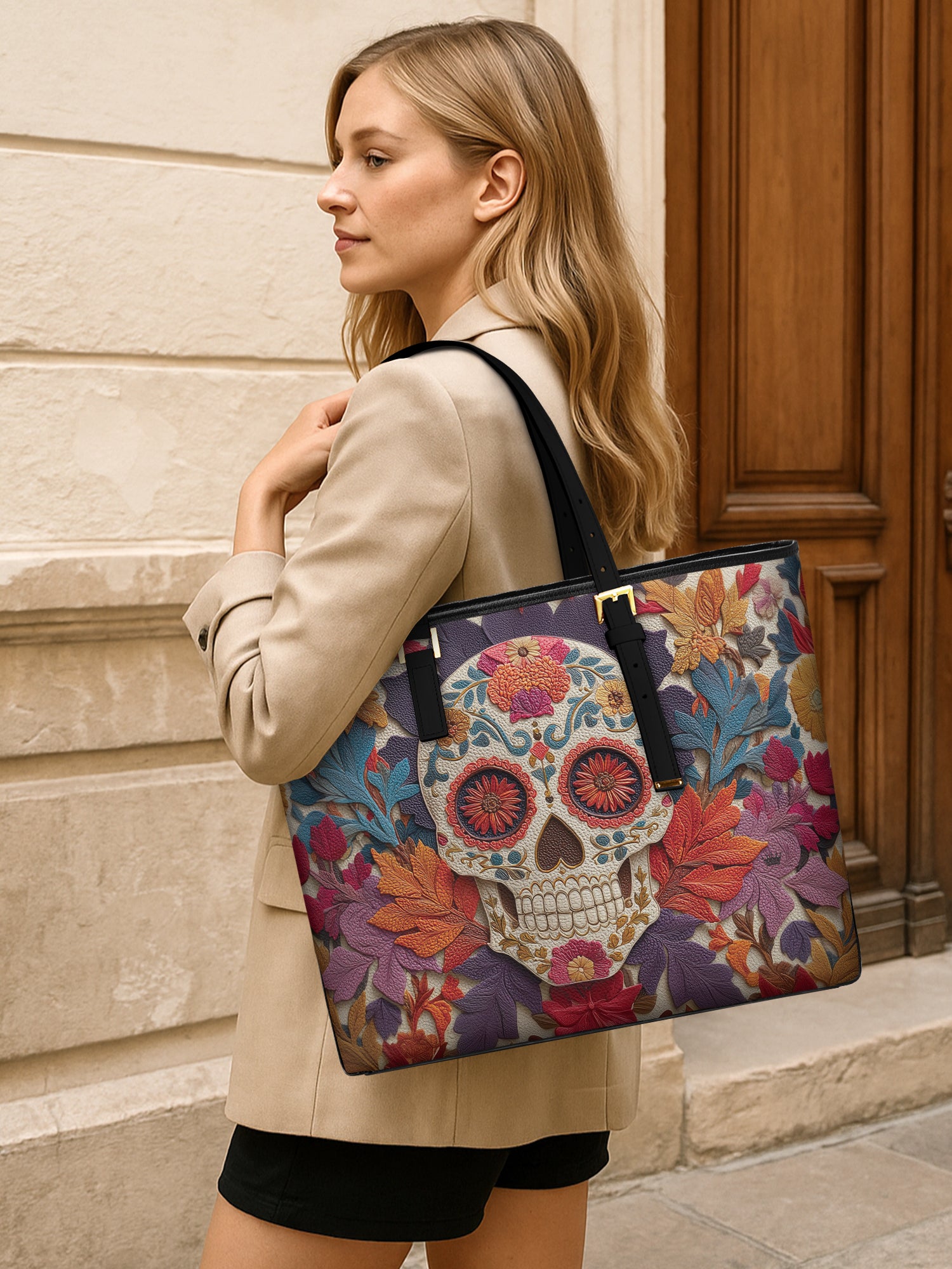 Day of Petals Sleek Leather Tote LB0HH028