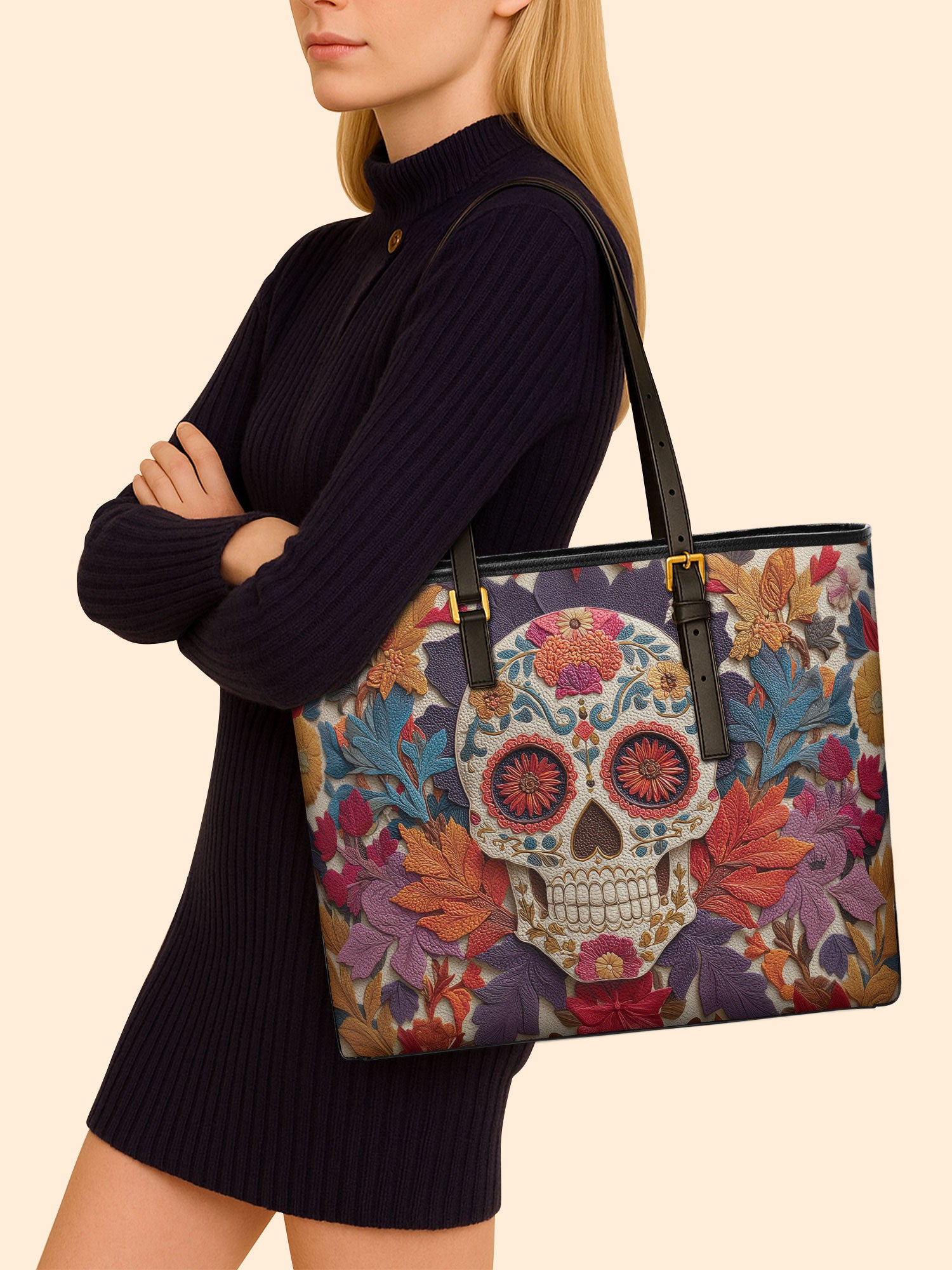 Day of Petals Sleek Leather Tote LB0HH028
