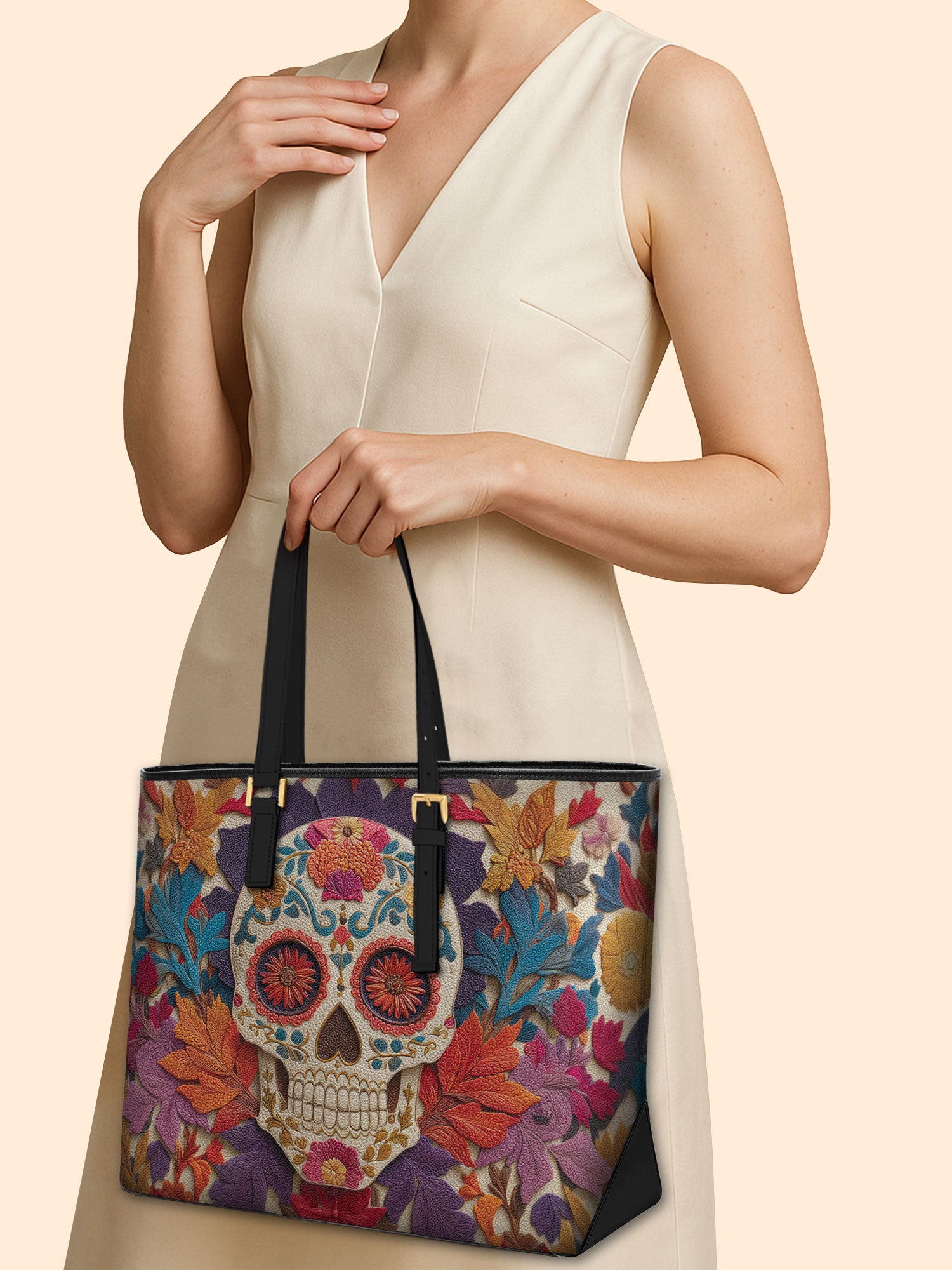 Day of Petals Sleek Leather Tote LB0HH028