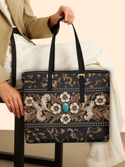 Teal Requiem Sleek Leather Tote LB0XD019