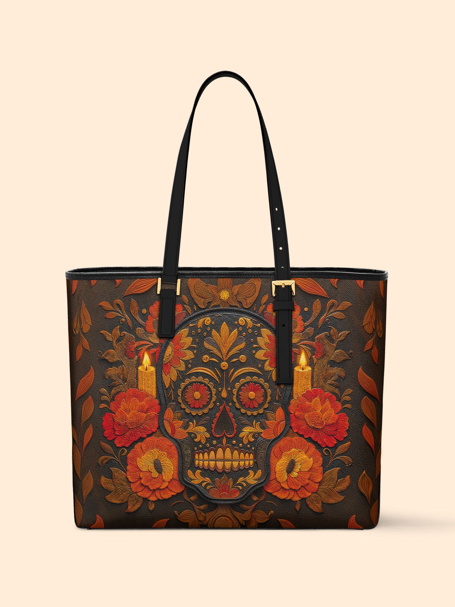 Candle Calavera Sleek Leather Tote LB0TD022