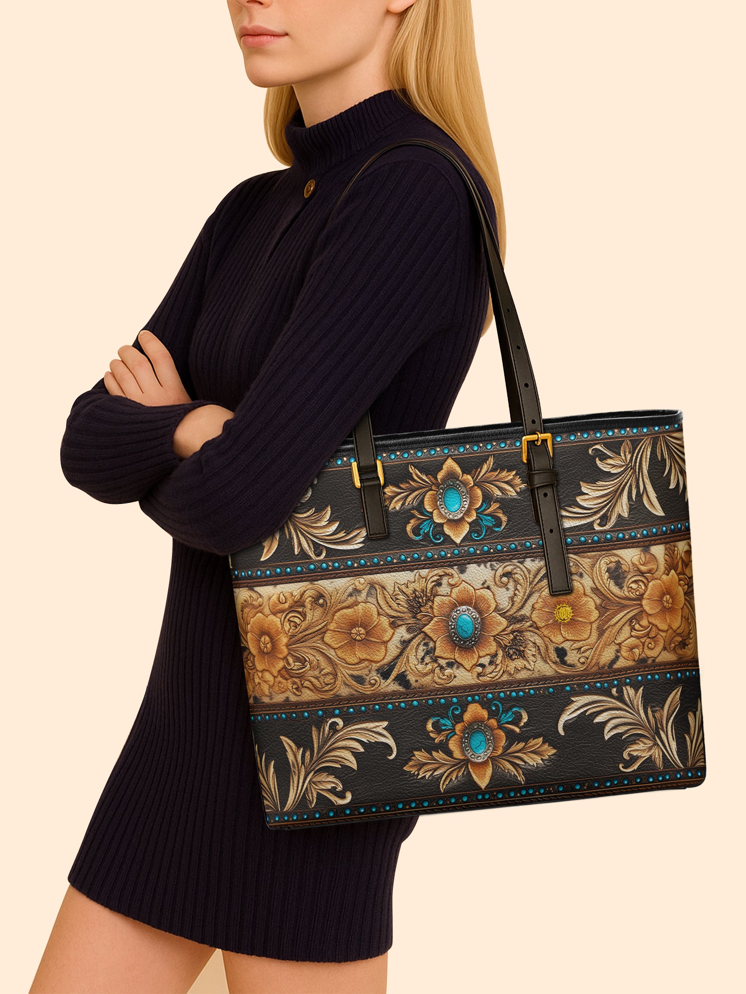 Ornate Frontier Sleek Leather Tote LB0XD002