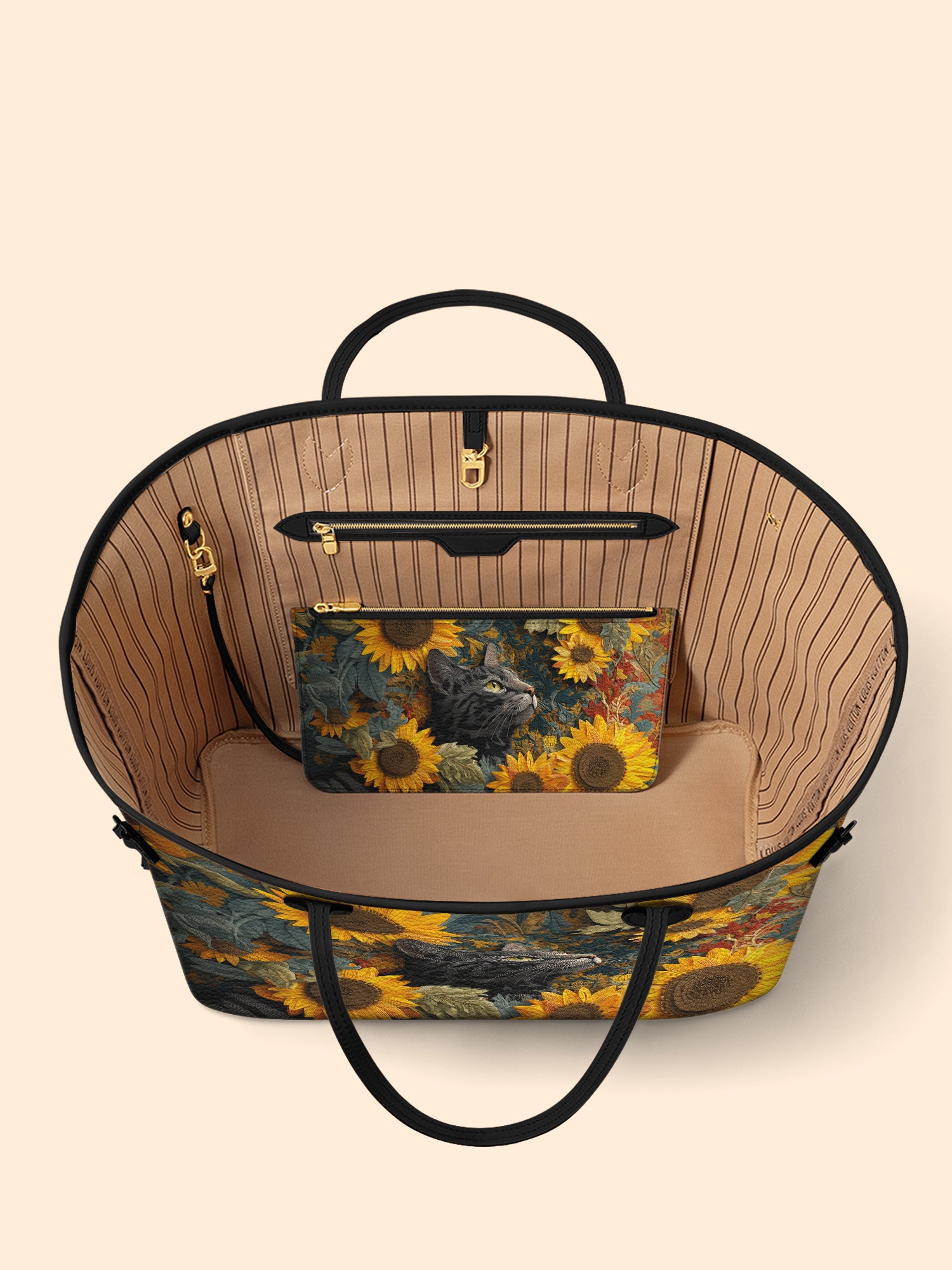 Sunflower Tabby Cat Classic Shopper Tote LB0HH003