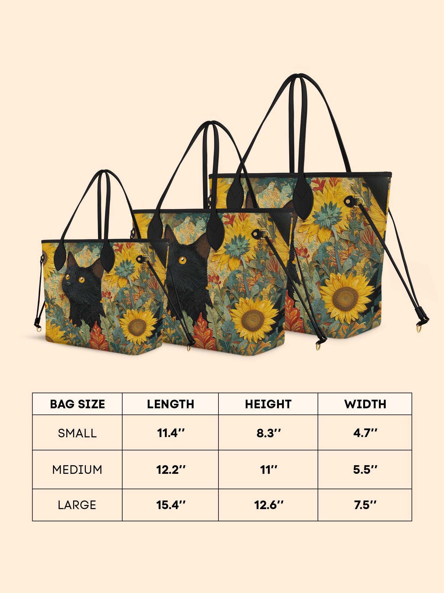 Sunflower Black Cat Classic Shopper Tote LB0HH004