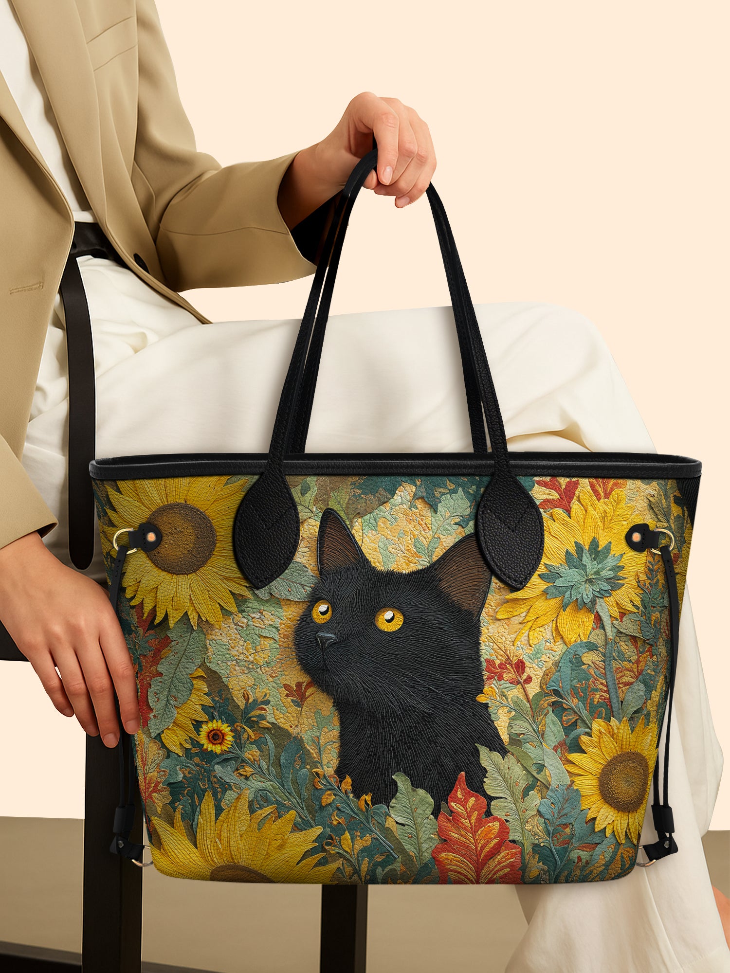 Sunflower Black Cat Classic Shopper Tote LB0HH004