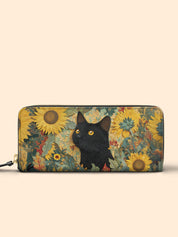 Sunflower Black Cat Slimline Zippy Wallet LB0HH009