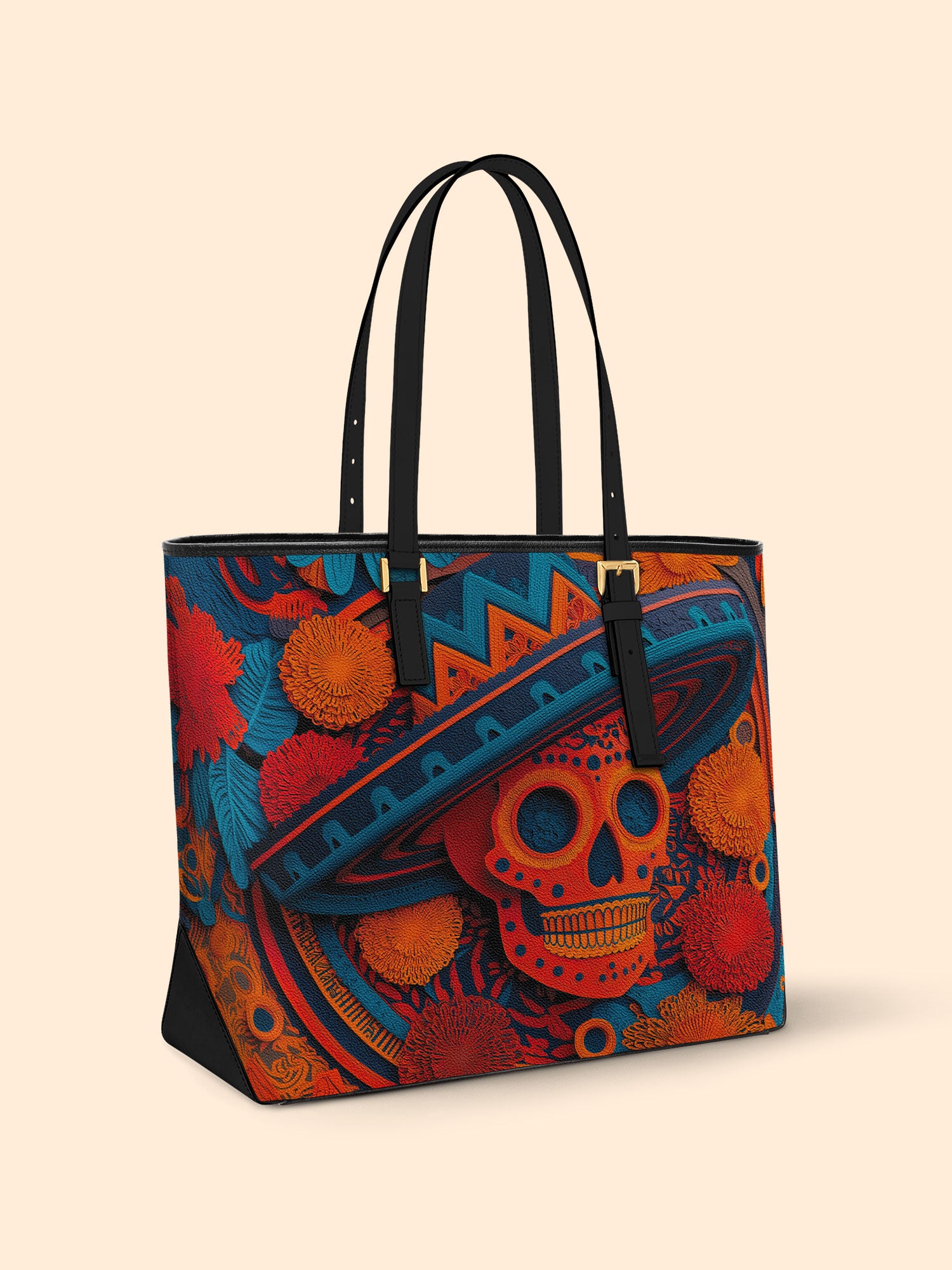 Sombrero Skull Sleek Leather Tote LB0TD020