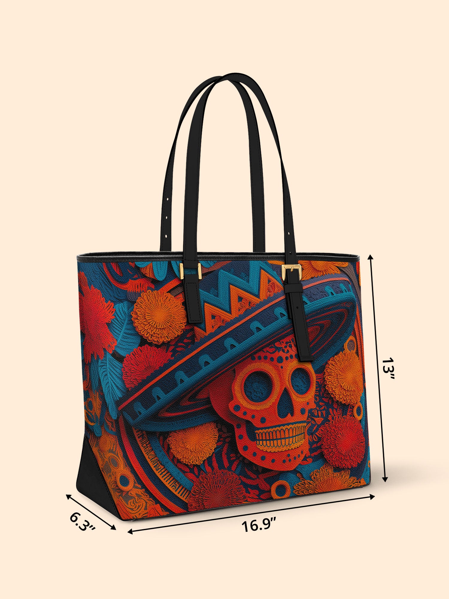 Sombrero Skull Sleek Leather Tote LB0TD020
