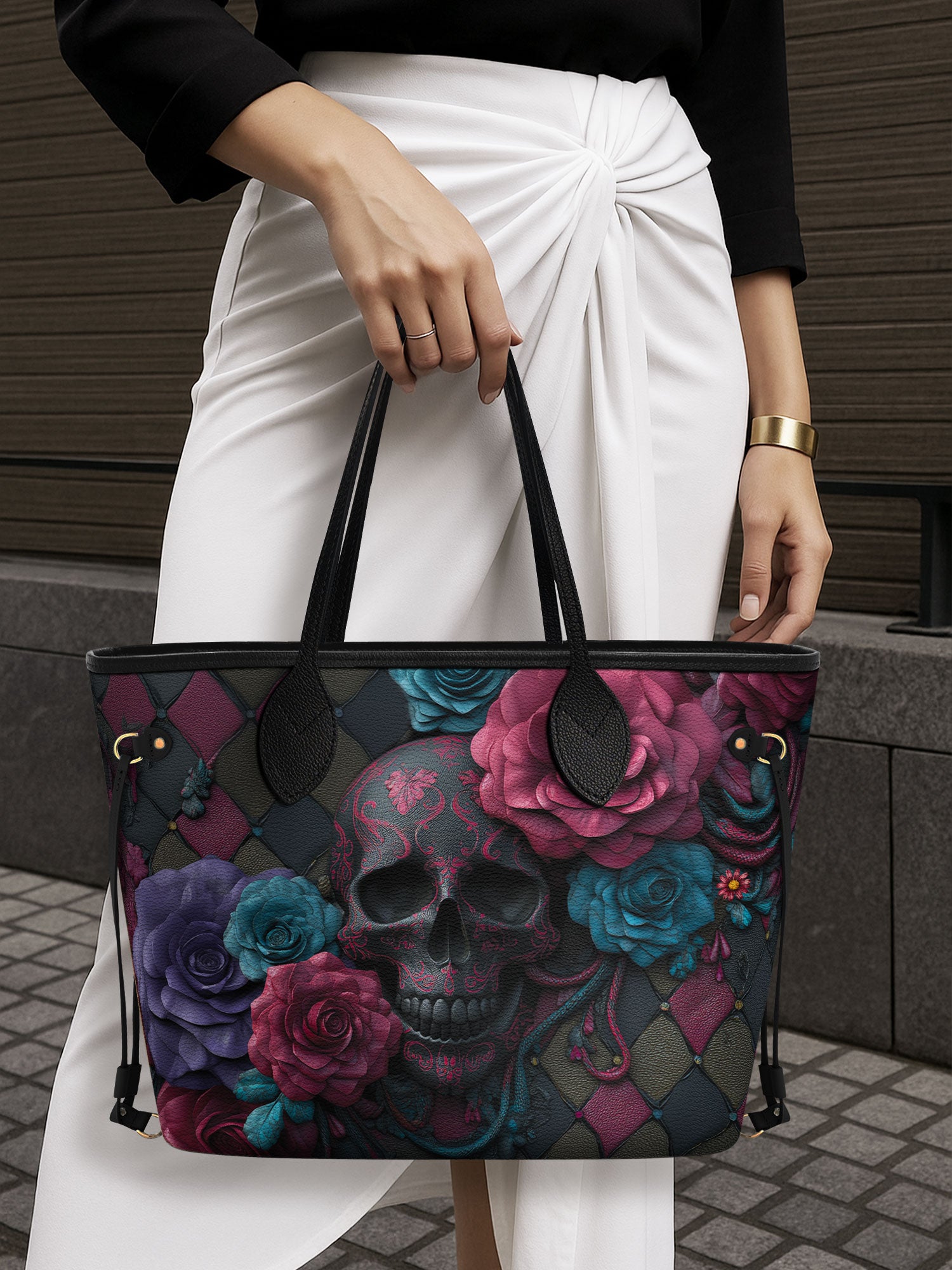 Floral Skull Classic Shopper Tote LB0HH019