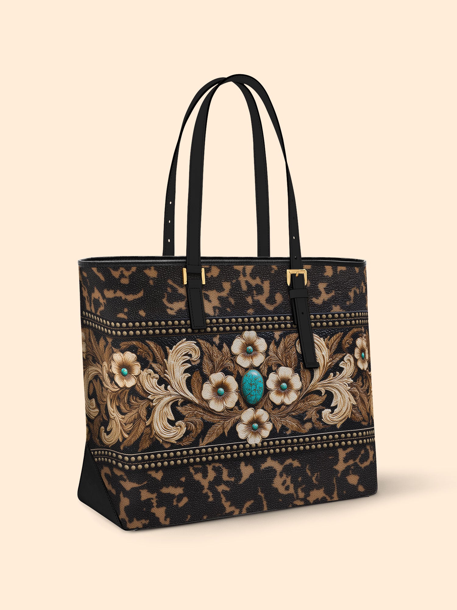 Teal Requiem Sleek Leather Tote LB0XD019