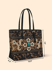Teal Requiem Sleek Leather Tote LB0XD019