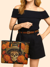 Viva Calavera Sleek Leather Tote LB0TD017