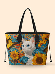 Sunflower White Cat Classic Shopper Tote LB0HH005