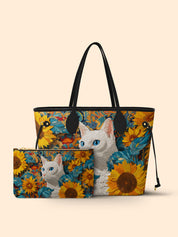 Sunflower White Cat Classic Shopper Tote LB0HH005