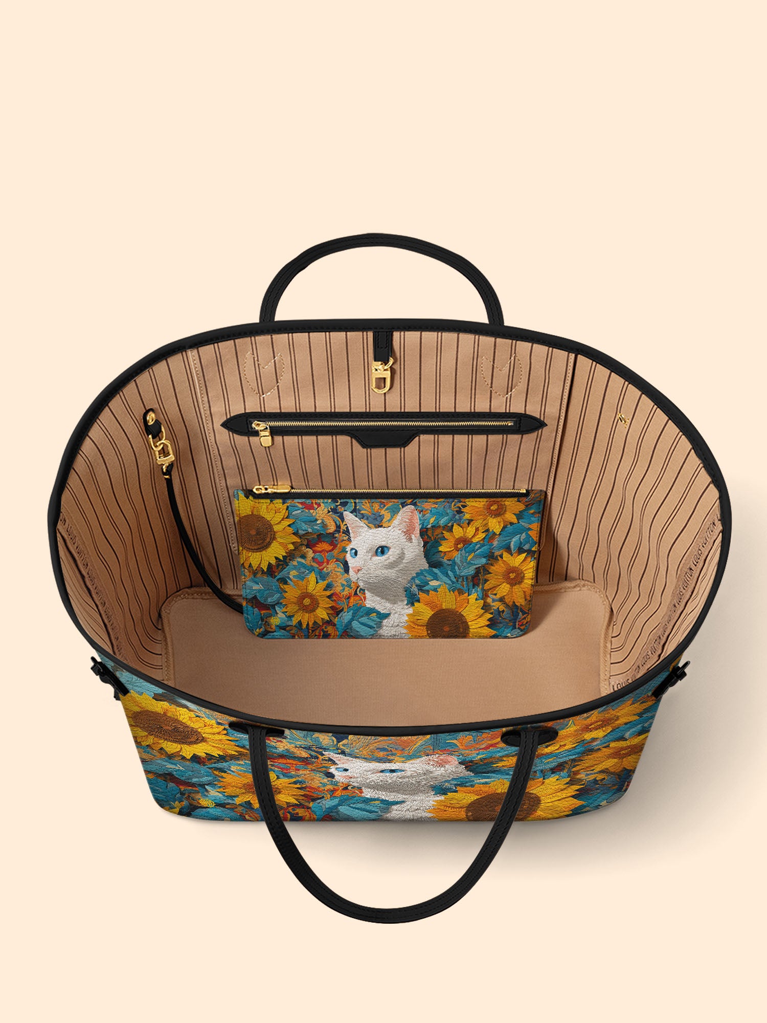 Sunflower White Cat Classic Shopper Tote LB0HH005