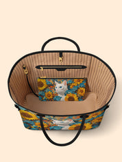 Sunflower White Cat Classic Shopper Tote LB0HH005
