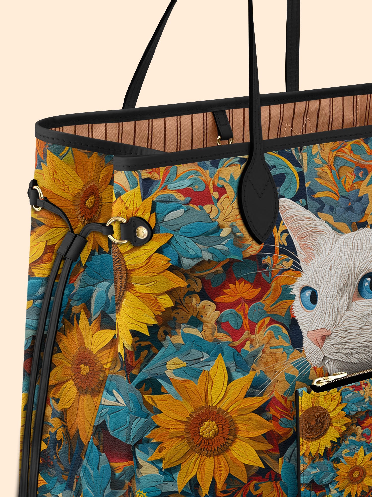 Sunflower White Cat Classic Shopper Tote LB0HH005