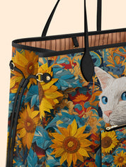 Sunflower White Cat Classic Shopper Tote LB0HH005